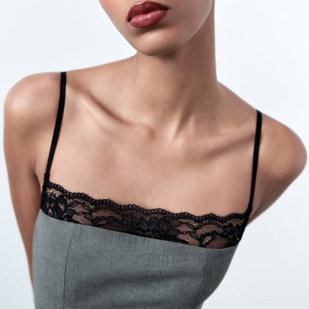 NWT LACE GRAY MNI DRESS - Picture 3 of 9